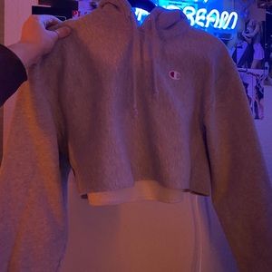 Grey cropped champion hoodie
